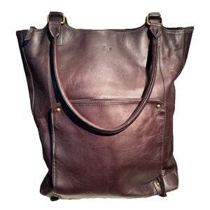 Solo Brown Leather Laptop‎ Commuter Work Travel Shoulder Tote Lap Top Bag EUC